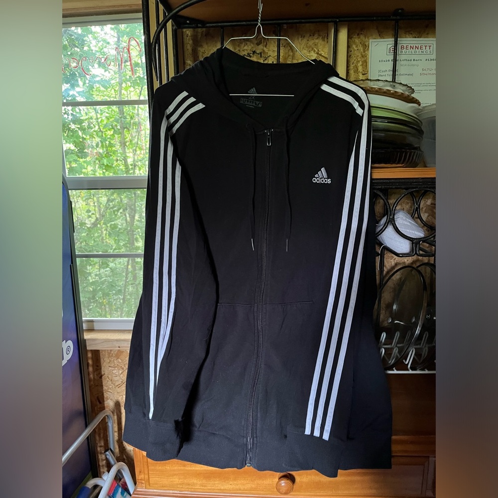 Adidas ESSENTIALS 3-STRIPES FULL-ZIP FLEECE HOODIE (PLUS SIZE)